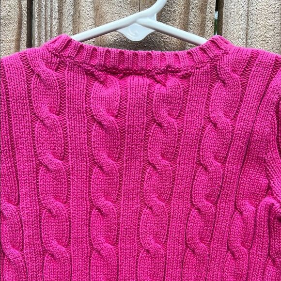 Ralph Lauren Girls Pink Preppy Cable Knit Long Sleeve Button Up Cardigan 2 2T - Picture 9 of 13